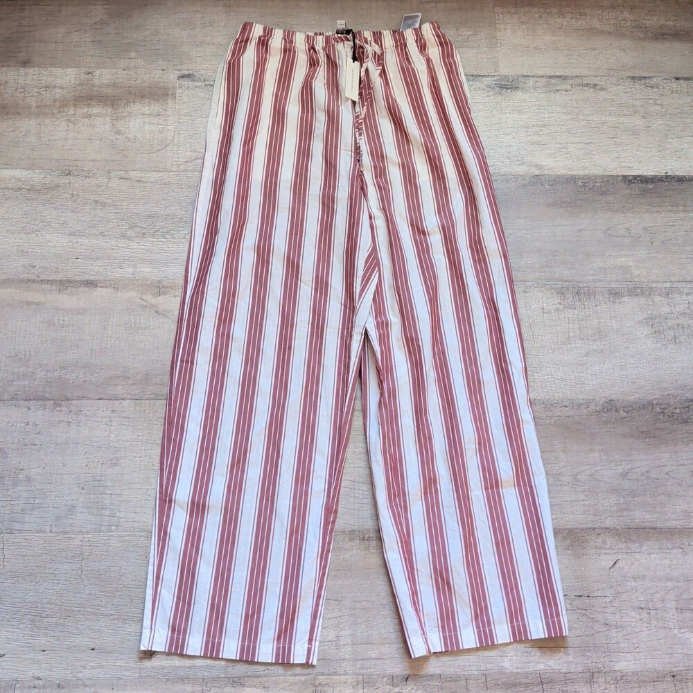 Banana Republic Red White Striped Wide Leg Pants S NWT Drawstring